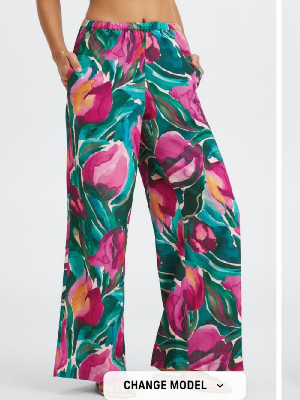 Fabletics EcoSatin Sleep Pant Painted Tulip Medium FLAWS